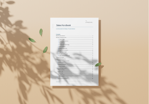 Printed Stansons sales handbook document